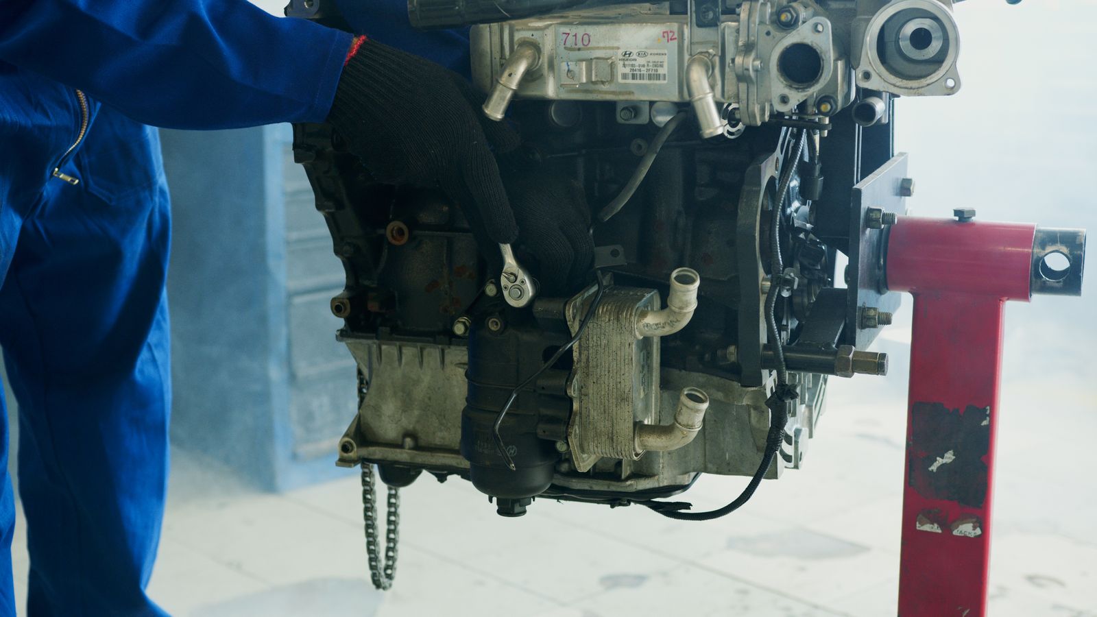Engine out of a car for overhaul